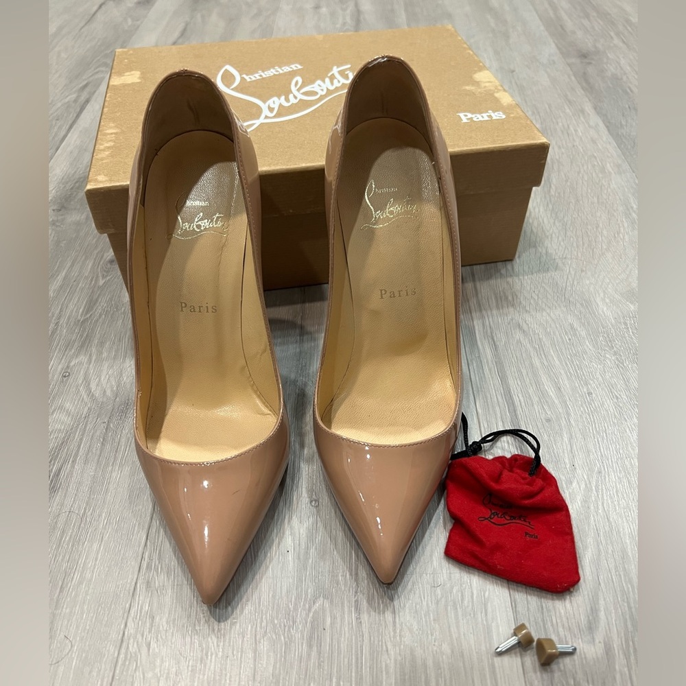 Rare/Discontinued Christian Louboutin Pigalle 120 Patent Calf Nude